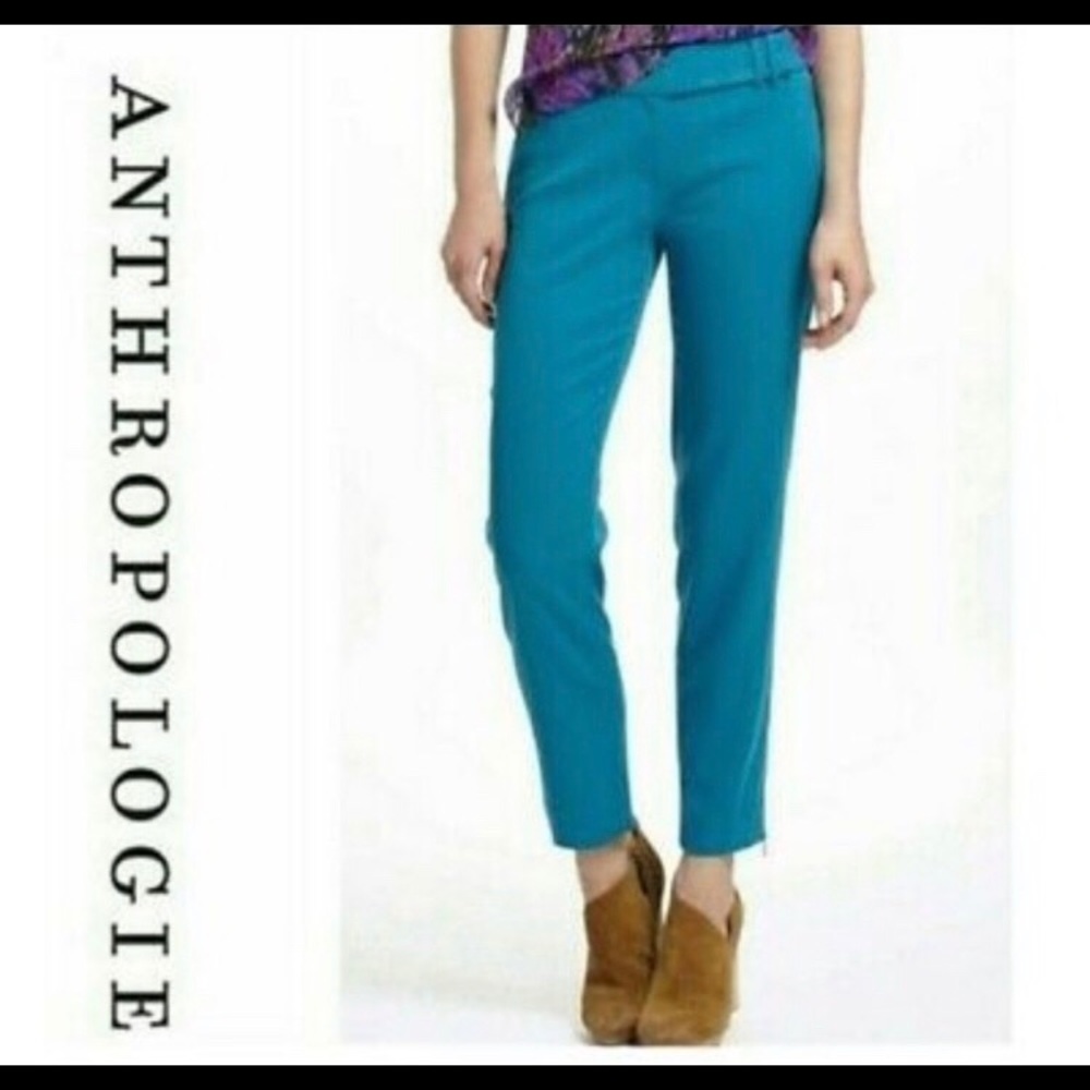 Leifsdottir Teal Cropped Dress Pants from Anthro